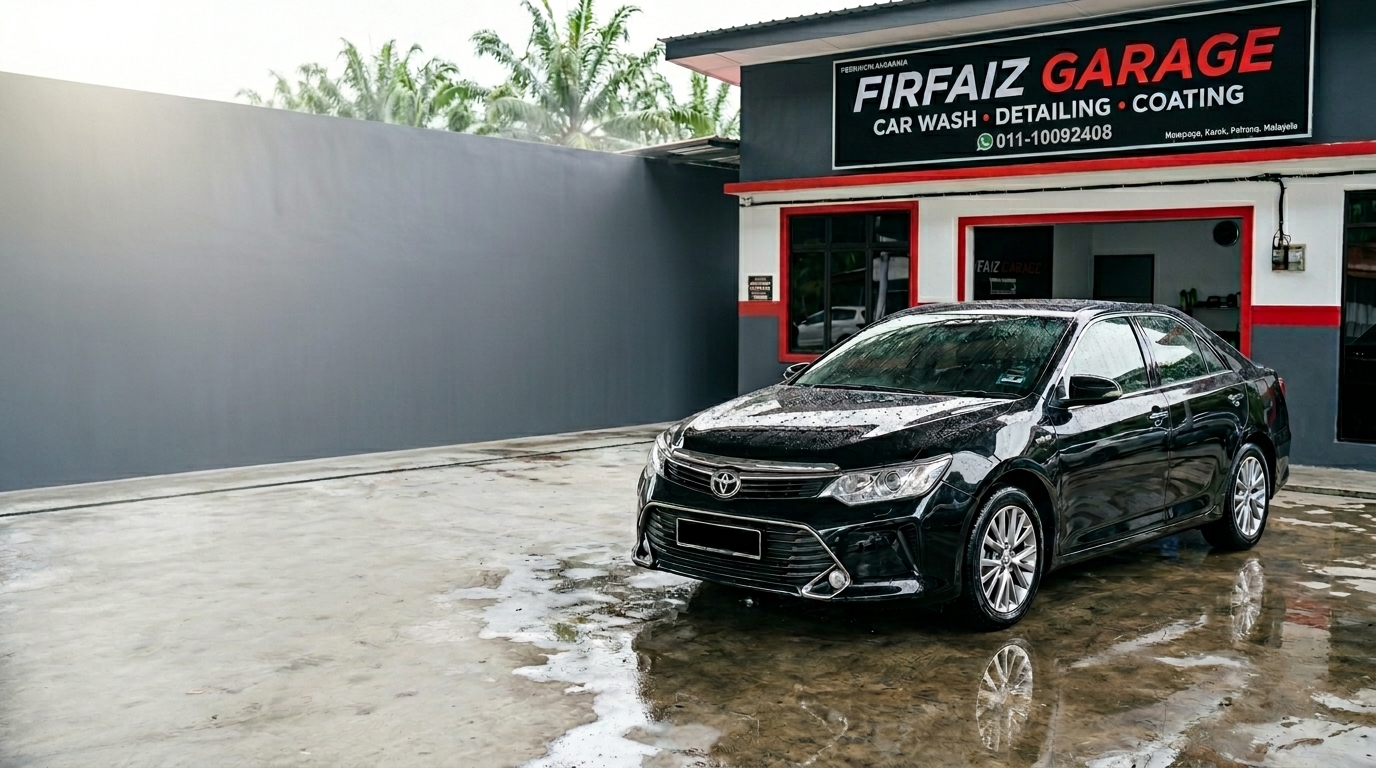 Kereta berkilat selepas dicuci di Firfaiz Garage